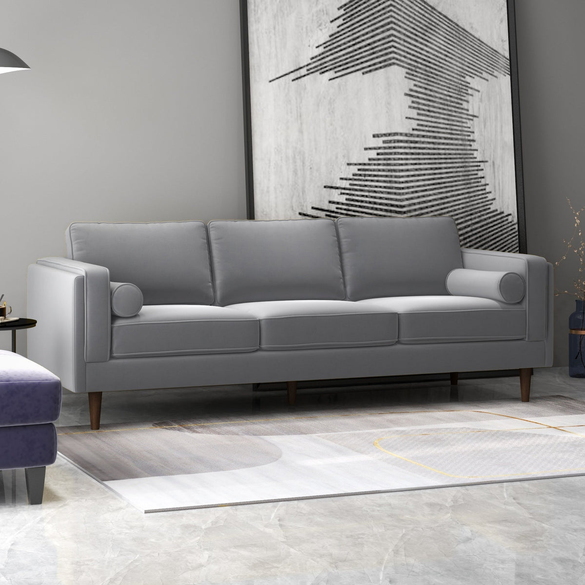 Fordham Grey Velvet Sofa