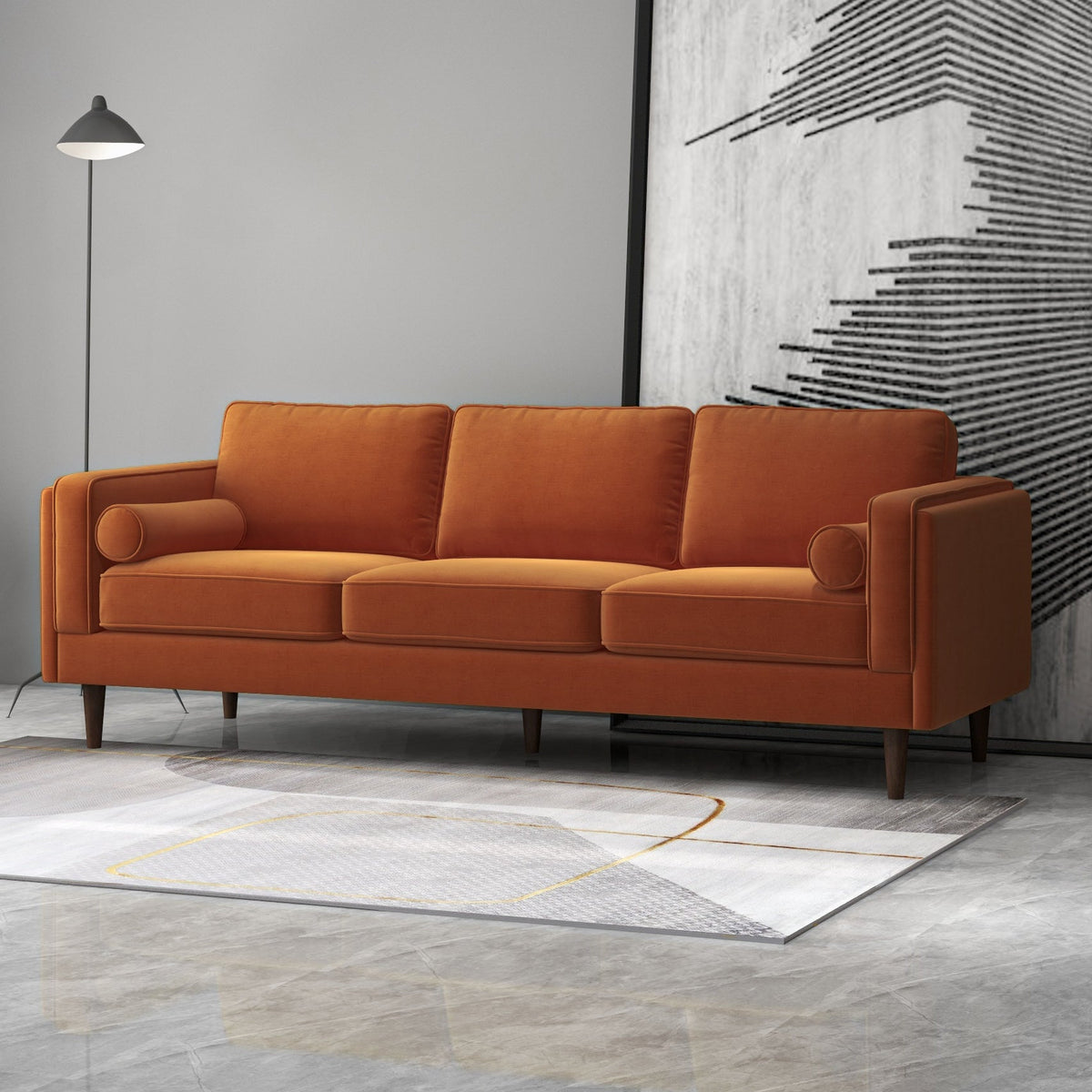 Fordham Sofa (Burnt Orange Velvet)