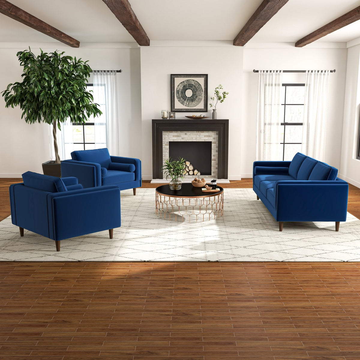 Fordham Lounge Chair (Navy Blue Velvet)