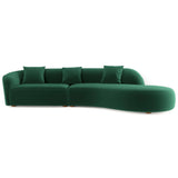 Elijah Dark Green Japandi Style Curvy Sectional Sofa 126"