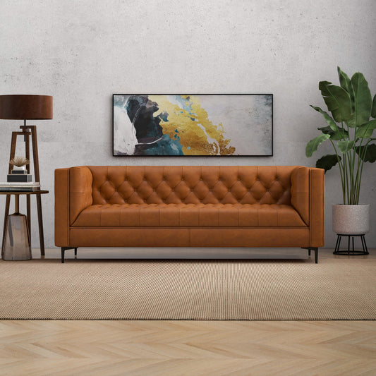 Houston Modern Sofa (Cognac Leather)