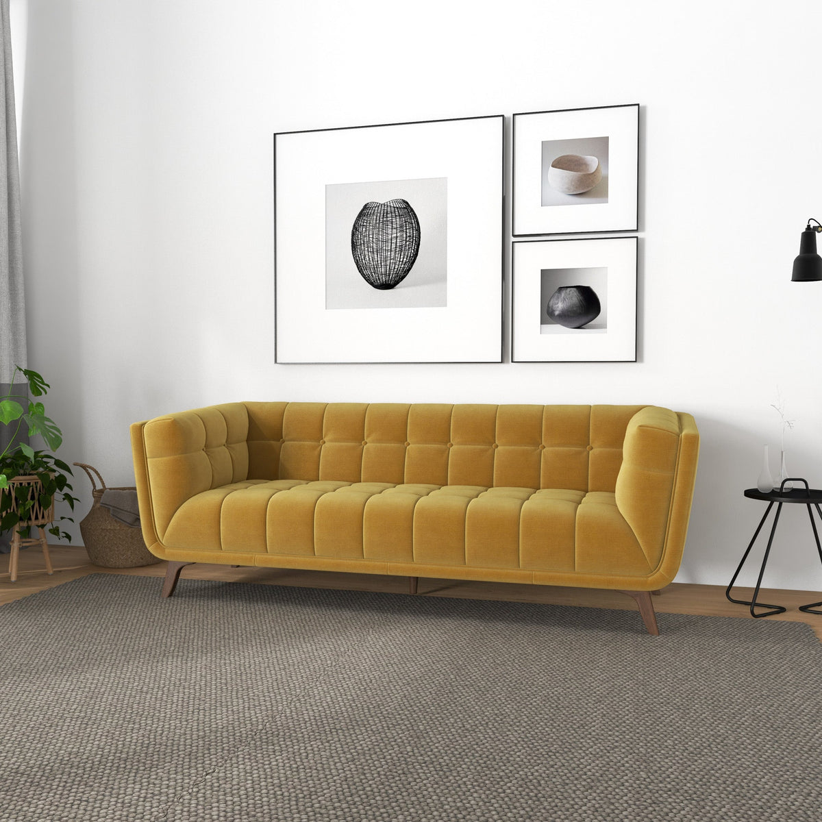 Kano Large Gold Velvet Sofa