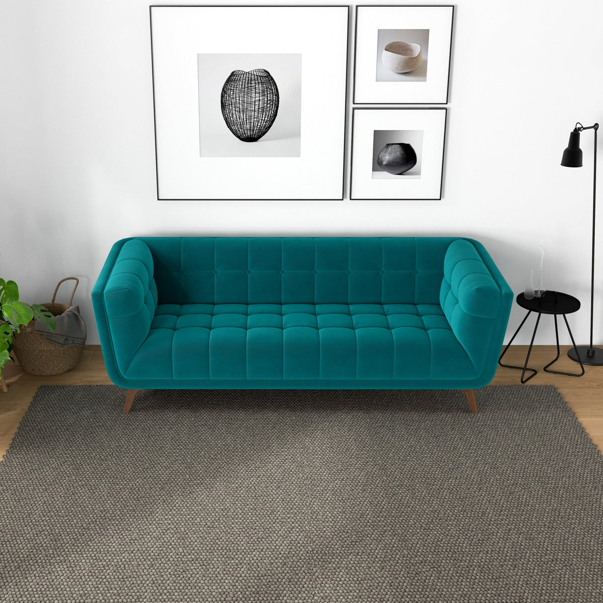 Kano Large Teal Velvet Sofa