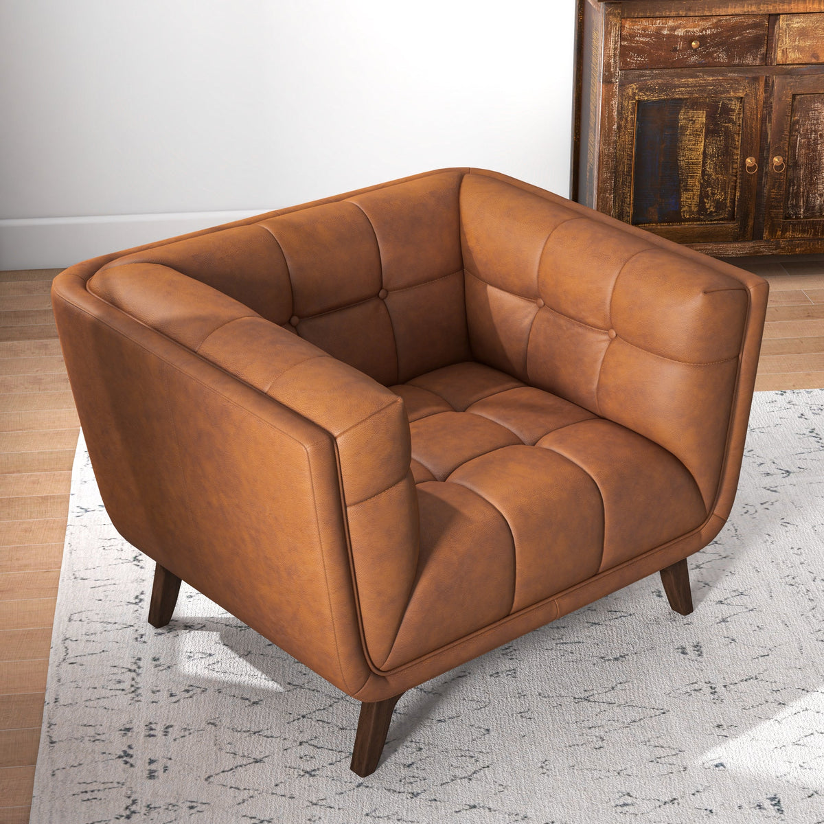 Kano Cognac Lounge Chair (Genuine Leather)