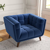 Kano Lounge Chair (Navy Blue - Velvet)