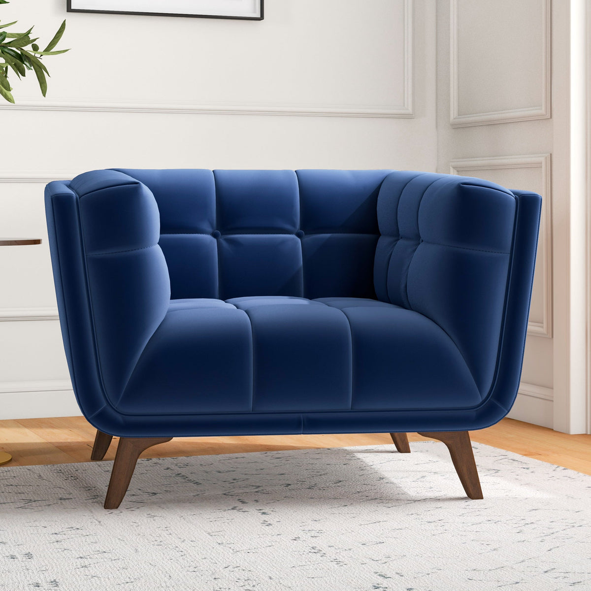 Kano Lounge Chair (Navy Blue - Velvet)