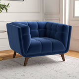 Kano Lounge Chair (Navy Blue - Velvet)