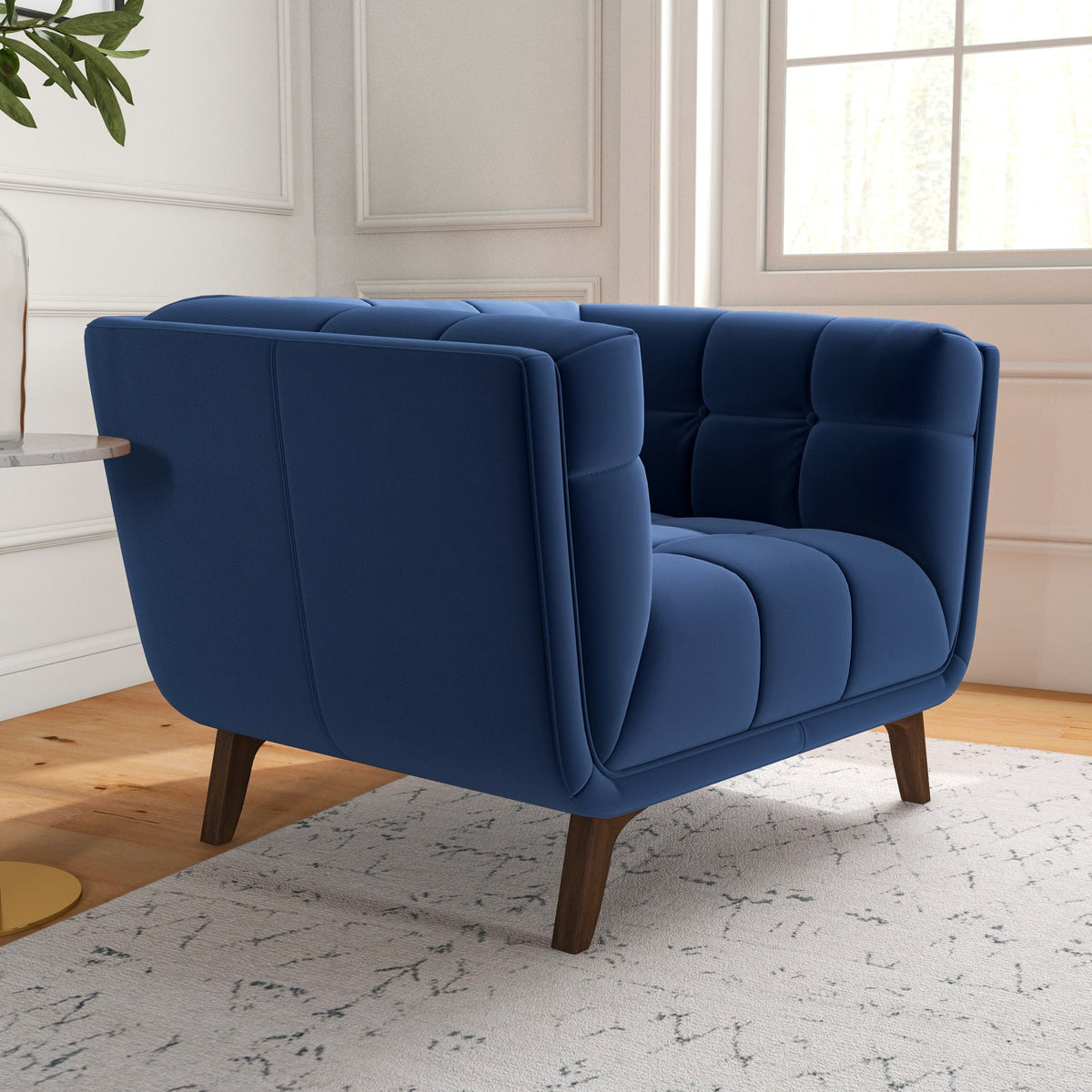 Kano Lounge Chair (Navy Blue - Velvet)