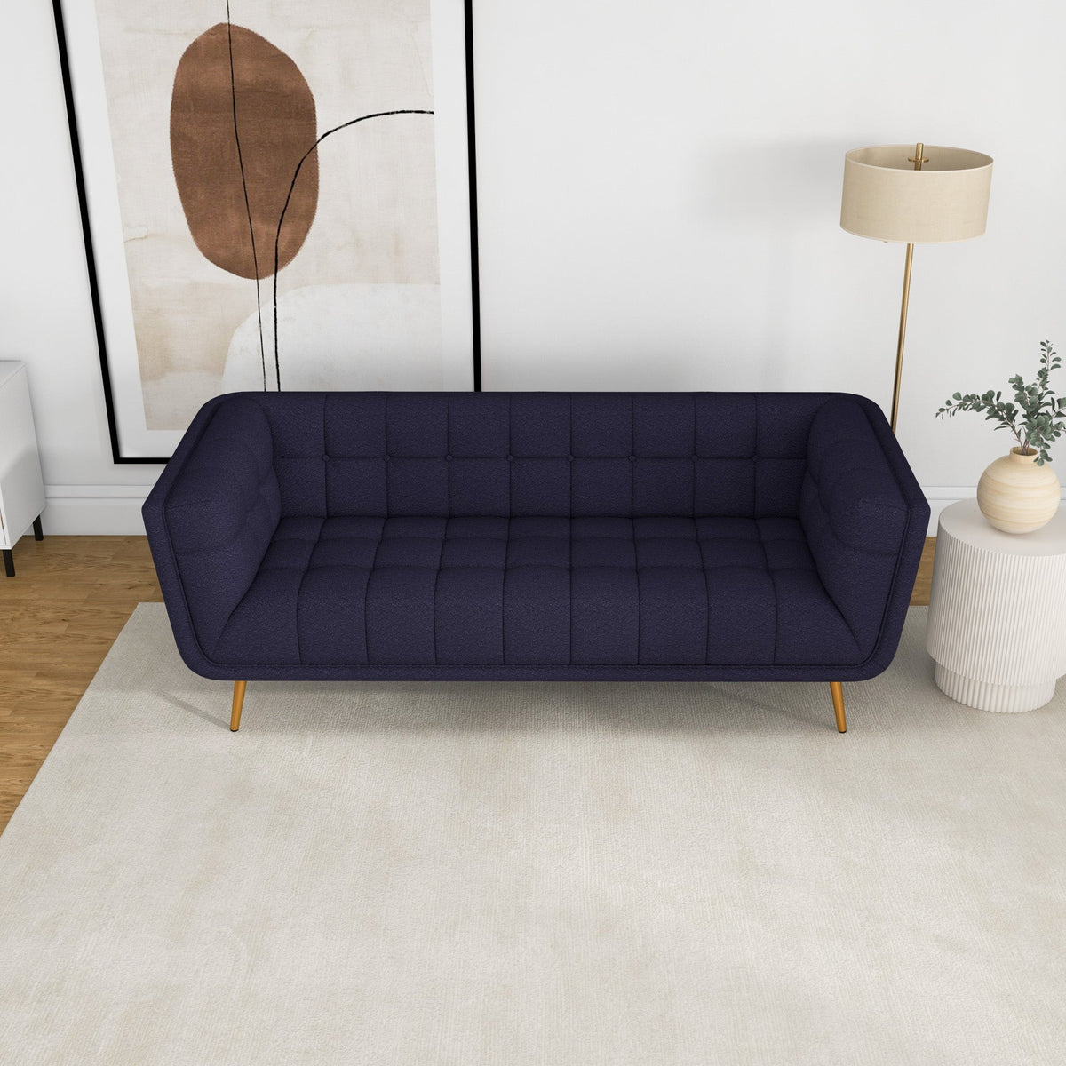 Kano Sofa (Large - Dark Blue Boucle With Metal Feet)