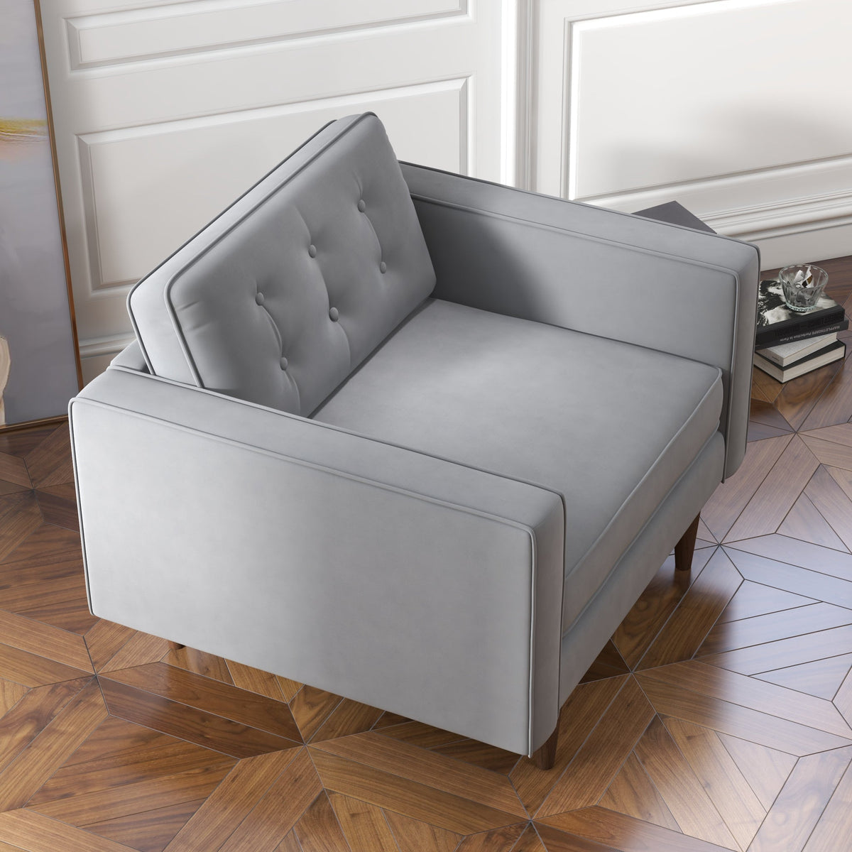 Kirby Grey Velvet Lounge Chair