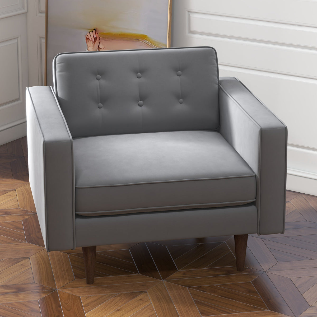 Kirby Grey Velvet Lounge Chair