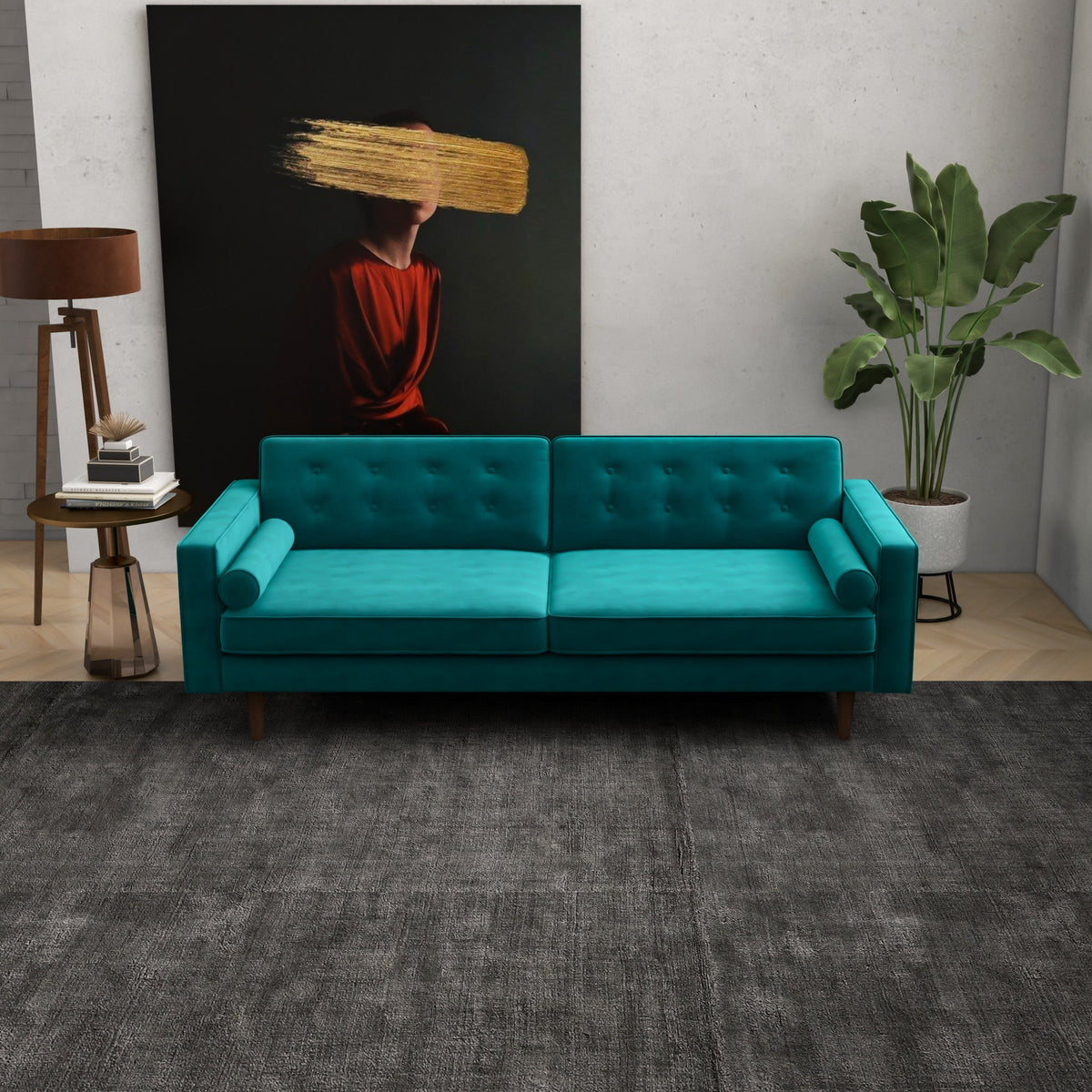 Kirby Sofa (Teal Velvet)