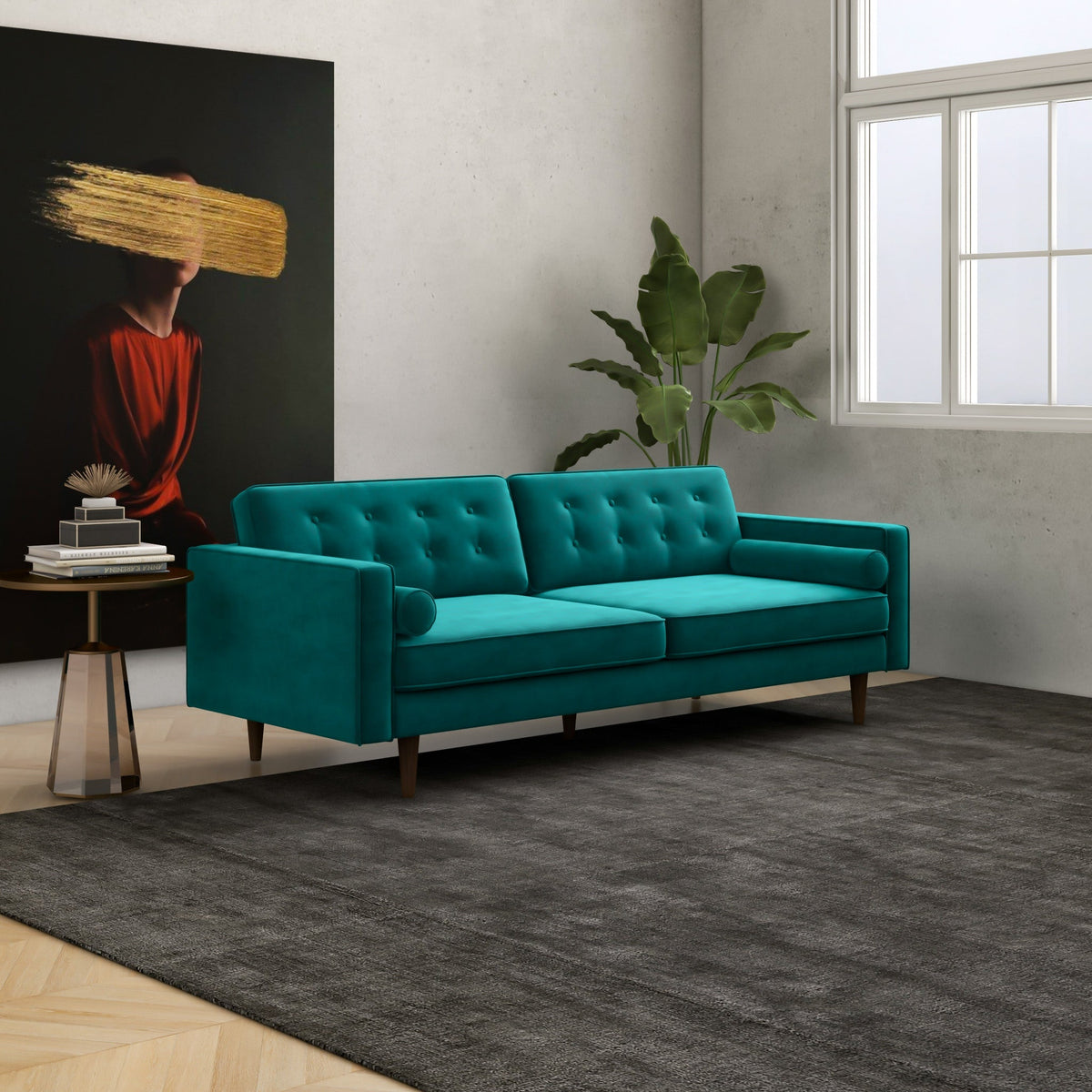 Kirby Sofa (Teal Velvet)