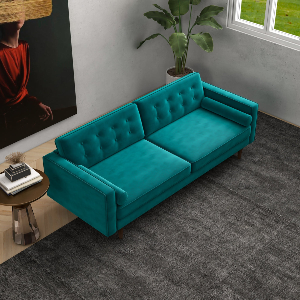 Kirby Sofa (Teal Velvet)