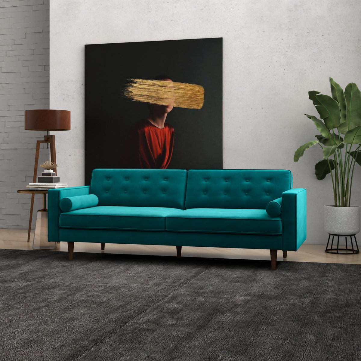 Kirby Sofa (Teal Velvet)