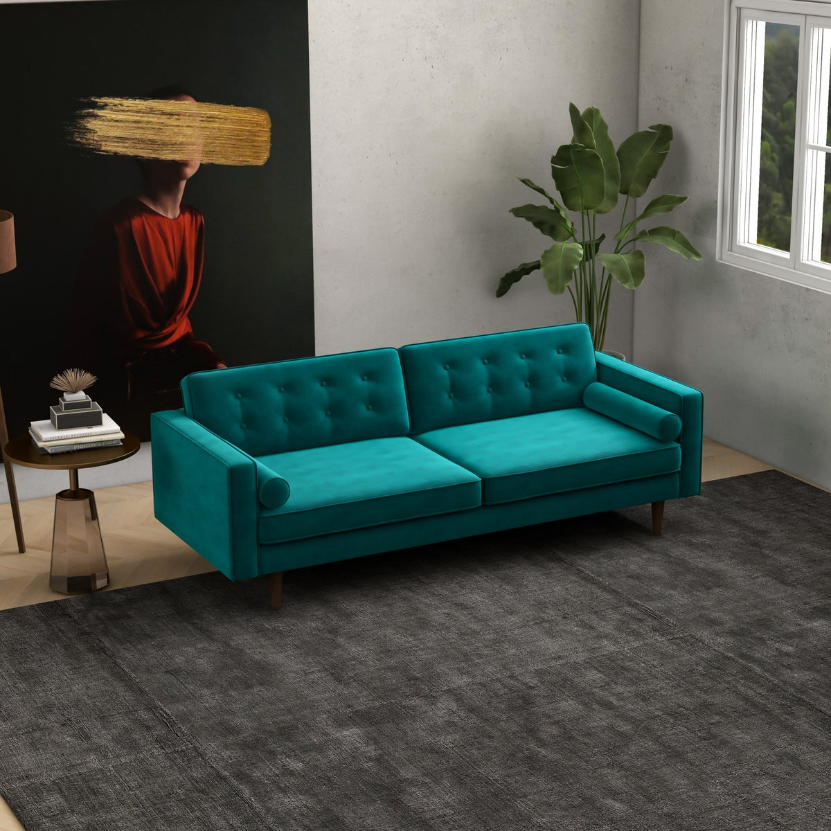 Kirby Sofa (Teal Velvet)