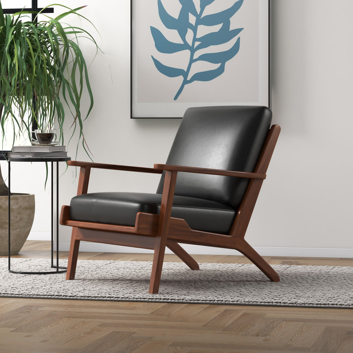 Kyle Black Leather Armchair