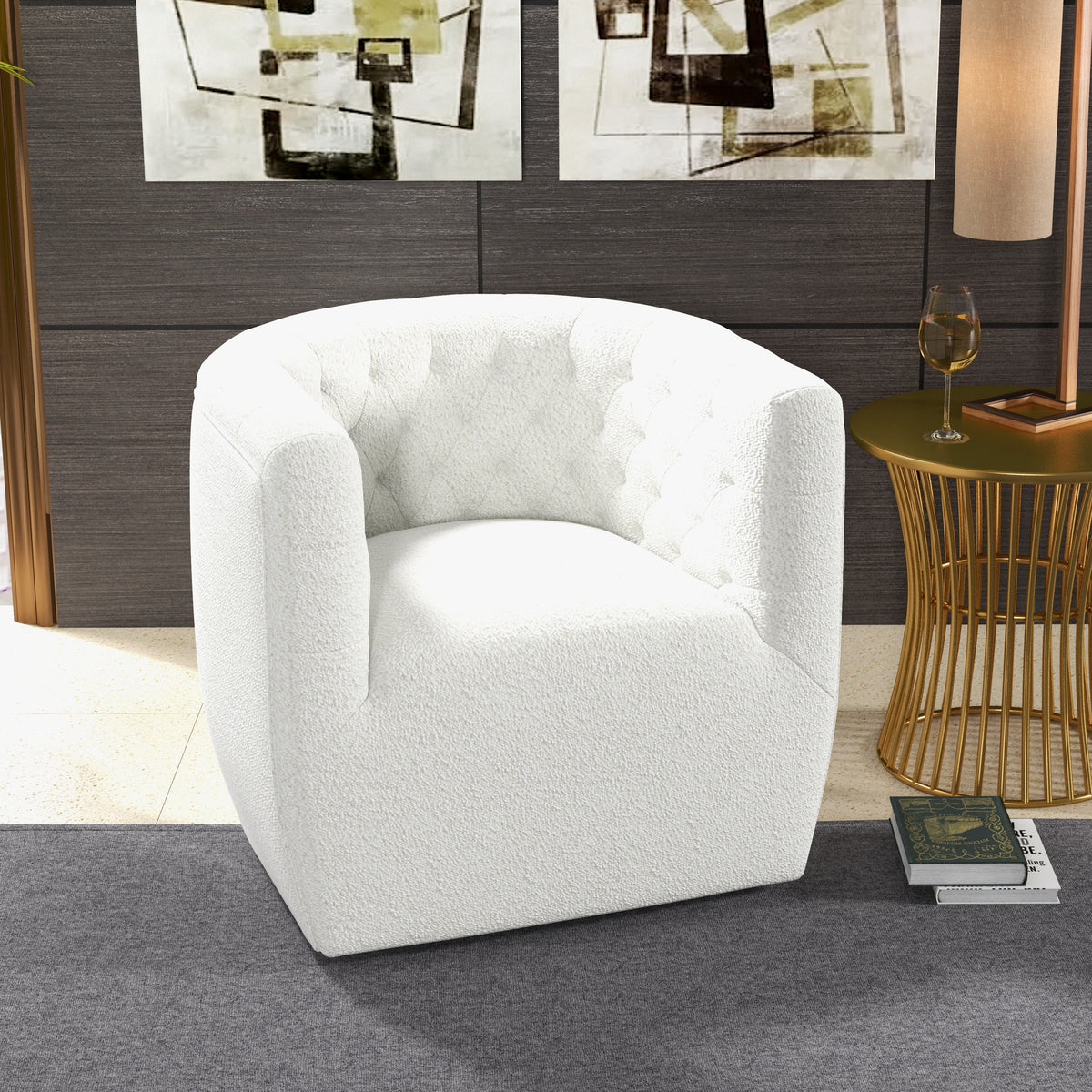 Lotte Swivel Chair (Cream Boucle)