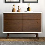 Noak White Mid Century Modern Dresser (6 Drawer)