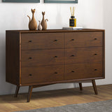 Noak Mid Century Modern Dresser (6 Drawer Walnut)