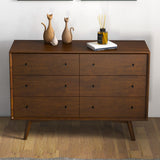 Noak Mid Century Modern Dresser (6 Drawer Walnut)