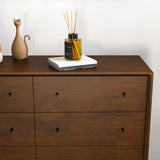 Noak Mid Century Modern Dresser (6 Drawer Walnut)