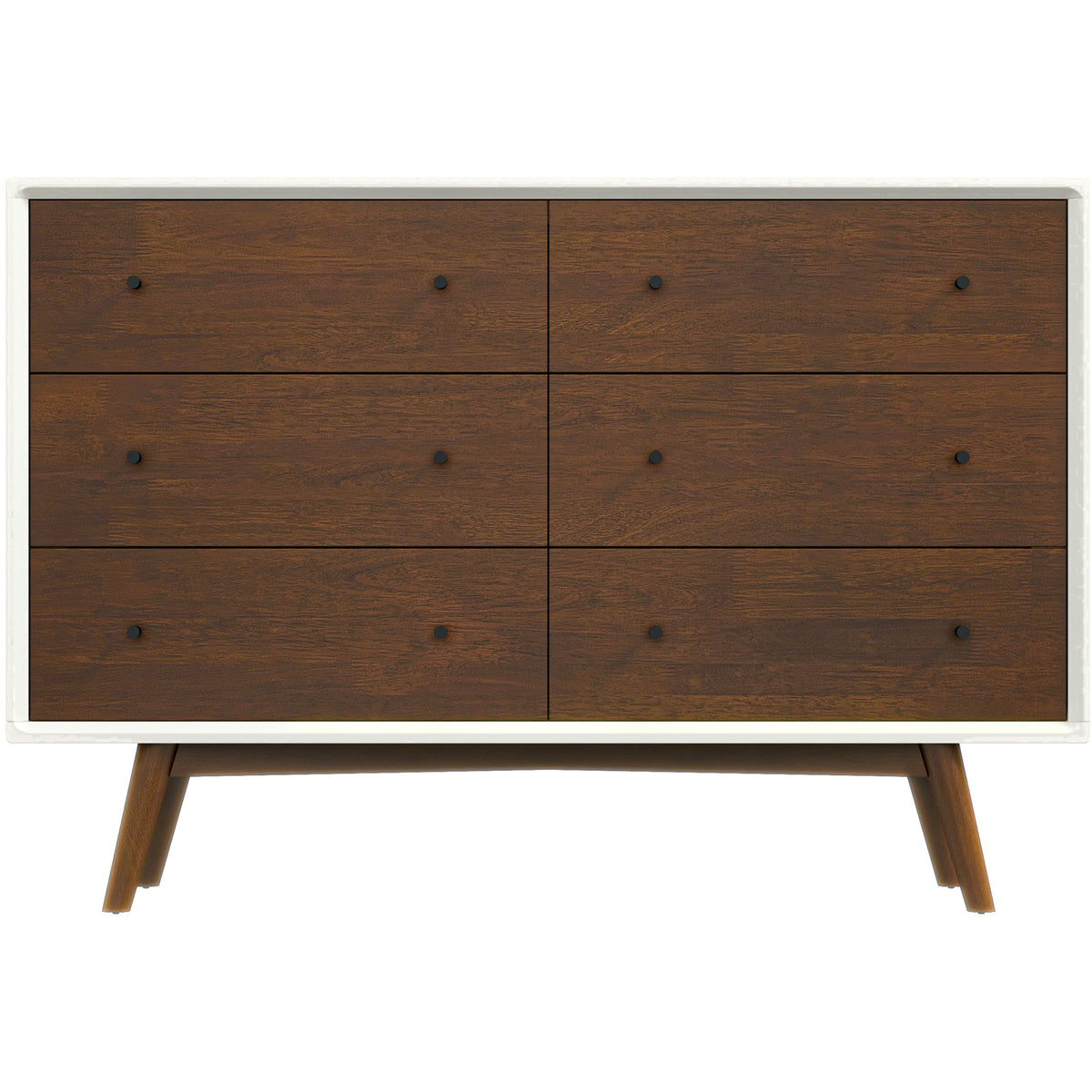 Noak White Mid Century Modern Dresser (6 Drawer)