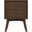 Noak Mid Century Modern Style Night Stand (Walnut 2-Drawers)