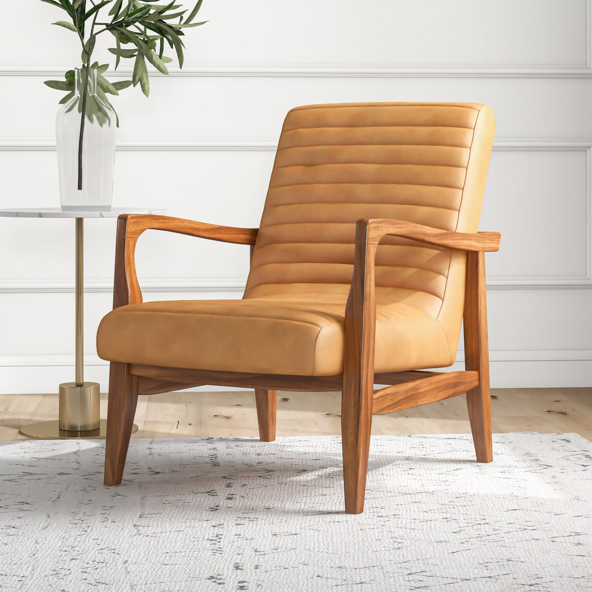 Nusa Genuine Tan Leather Accent Chair