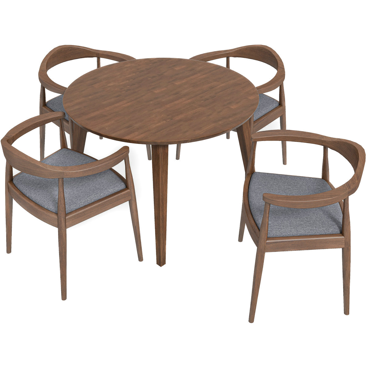 Palmer Dining Set With 4 Freya Grey Dining Chairs (Walnut)