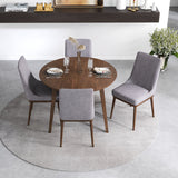 Palmer (Walnut) Dining Set With 4 Brighton (Gray Fabric) Dining Chairs