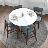 Palmer (White) Round Dining Set With 4 Collins (Grey) Dining Chairs