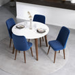 Dining Set, Palmer White Table With 4 Evette Blue Dining Chairs