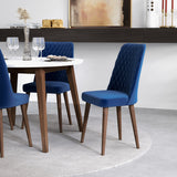 Dining Set, Palmer White Table With 4 Evette Blue Dining Chairs