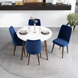 Dining Set, Palmer White Table With 4 Evette Blue Dining Chairs