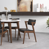 Dining Set, Palmer Round White Table With 4 Ricco Black Leather Chairs