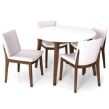 Palmer (White) Dining Set With 4 Virginia (Beige) Dining Chairs