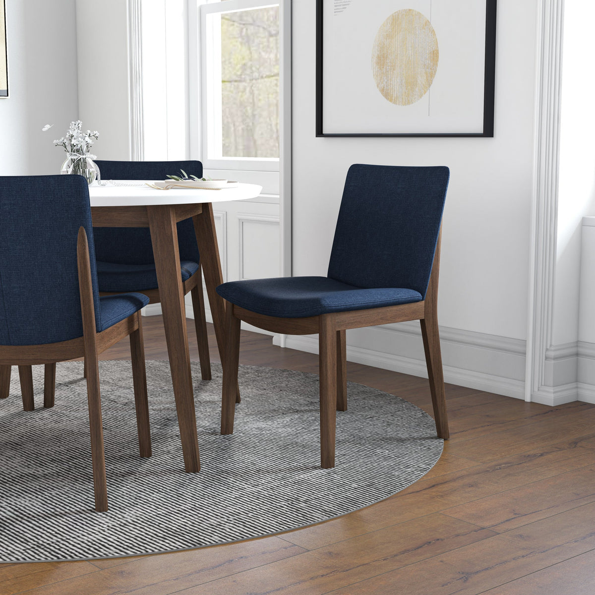 Palmer (White) Dining Set With 4 Virginia (Blue) Dining Chairs