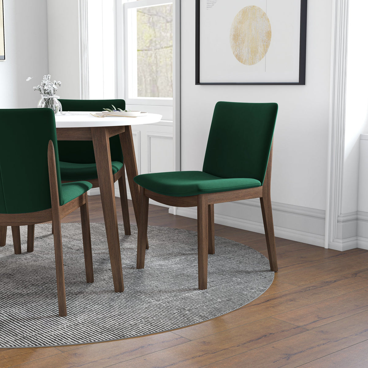 Palmer (White) Dining Set With 4 Virginia (Green) Dining Chairs