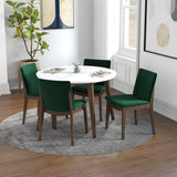 Palmer (White) Dining Set With 4 Virginia (Green) Dining Chairs