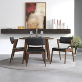 Palmer (Walnut) Dining Set With 4 Ricco Dining Chairs ( Black Leather)