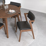 Palmer (Walnut) Dining Set With 4 Ricco Dining Chairs ( Black Leather)