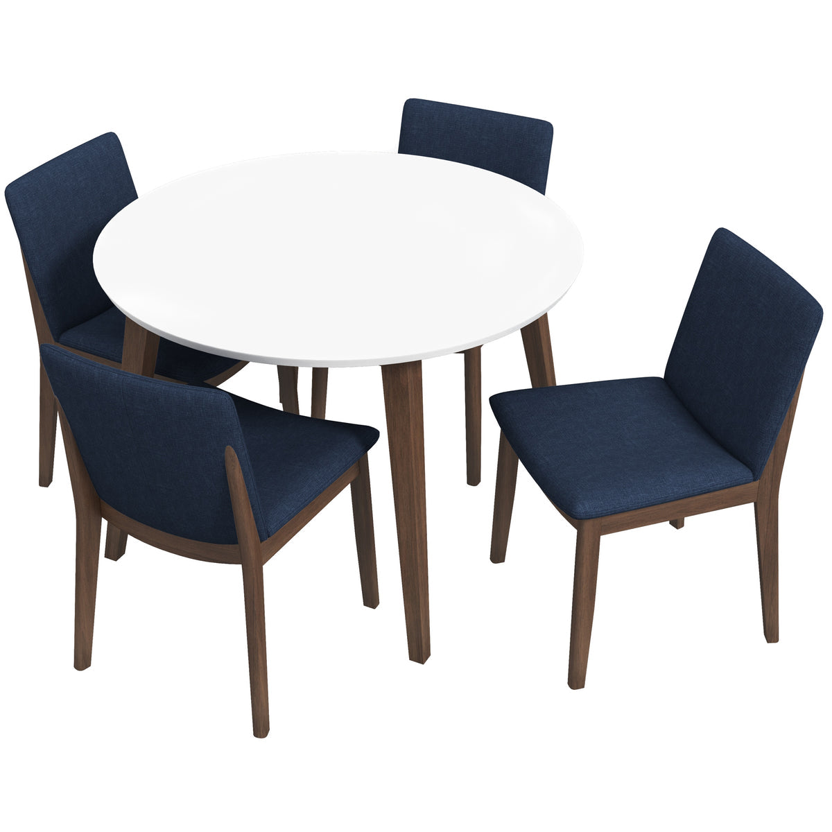 Palmer (White) Dining Set With 4 Virginia (Blue) Dining Chairs