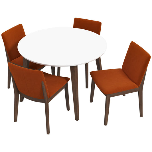 Dining Set Palmer White Top Table With 4 Virginia Burnt Orange Velvet Chairs