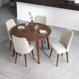 Palmer Dining Set With 4 Evette Beige Dining Chairs (Walnut)