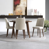 Palmer Dining Set With 4 Evette Beige Dining Chairs (Walnut)