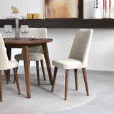 Palmer Dining Set With 4 Evette Beige Dining Chairs (Walnut)