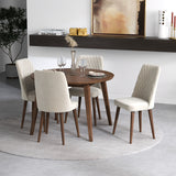 Palmer Dining Set With 4 Evette Beige Dining Chairs (Walnut)