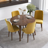 Palmer Dining Set With 4 Evette Gold Dining Chairs (Walnut)