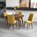 Palmer Dining Set With 4 Evette Gold Dining Chairs (Walnut)